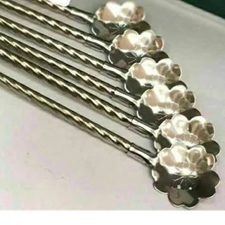 قاشق شربت خوری مدل پیچ نی دار طرح گل بسته 6 عددی به همراه برس شستشو 102048286